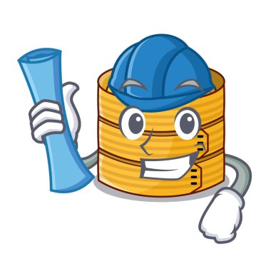 Mimar çizgi film geleneksel bambu buharda pişmiş yemek için