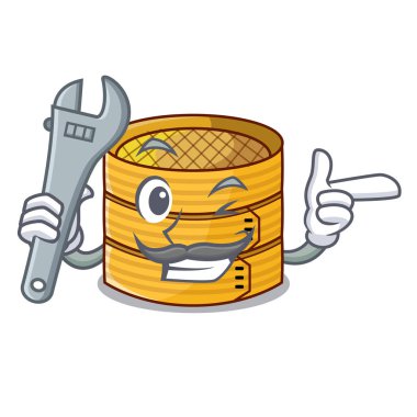 Mekanik ahşap buharda pişmiş gıda konteyner karikatür