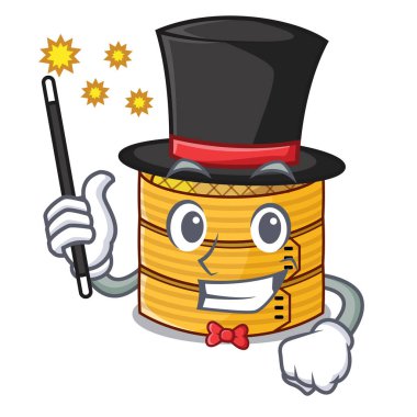 Sihirbaz ahşap buharda pişmiş gıda konteyner karikatür