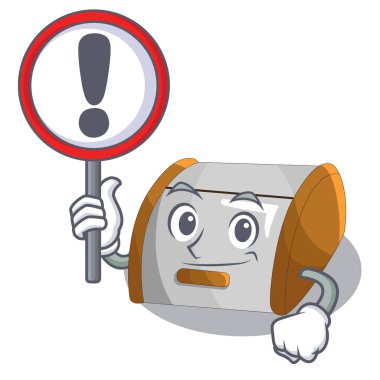 İşareti karikatür konteyner ekmek kutusu ile tablo