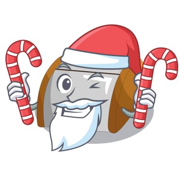 Santa maskotu izole şeker konteyner yiyecek ekmek depo gözüyle