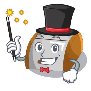 Sihirbaz konteyner yiyecek ekmek kutusu maskotu izole