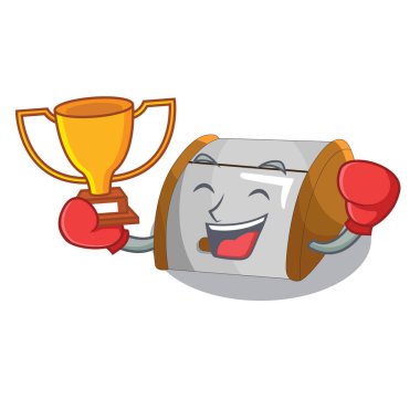 Boks kazanan konteyner yiyecek ekmek kutusu maskotu izole