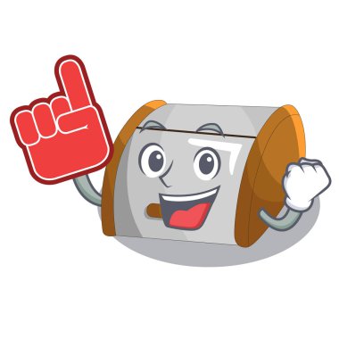 Maskot izole köpük parmak konteyner yiyecek ekmek depo gözü