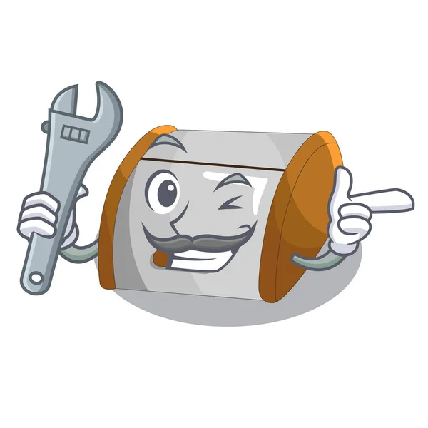 Recipiente mecânico recipiente de pão de comida isolado na mascote —  Vetores de Stock