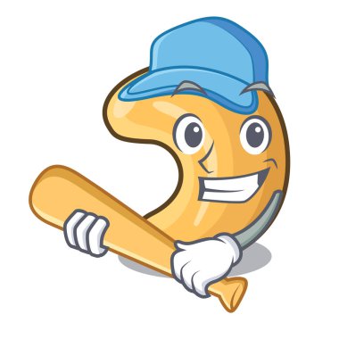 İskambil beyzbol karakter kaju fıstığı öbek üzerinde çizgi film