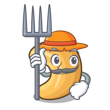 Çiftçi karakter kaju fıstığı öbek üzerinde çizgi film