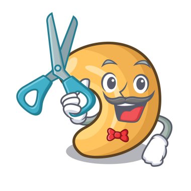 Kuaför karakter kaju fıstığı öbek üzerinde çizgi film