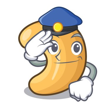 Polis karakter kaju fıstığı öbek üzerinde çizgi film