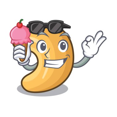 Dondurma ile kaşu fındık tuzlu karikatür kavrulmuş.