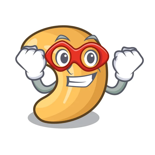 Super hrdina kešu ořechů slané pečené na kreslený — Stockový vektor