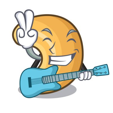 Gitar ile kaşu fındık sıcak tablo karikatür pişmiş.