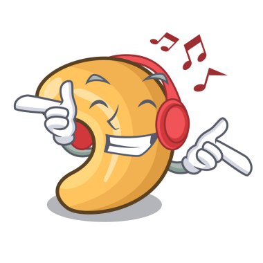 Tablo karikatür dinleme müzik kaju fıstığı sıcak pişmiş