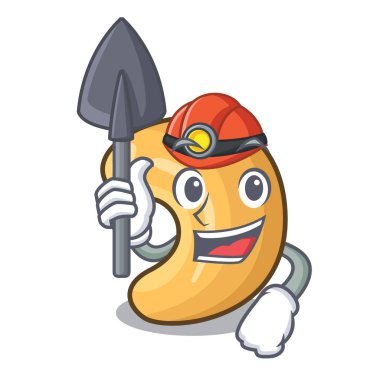 Madenci kaju fıstığı sıcak tablo karikatür vektör çizim üzerinde pişmiş