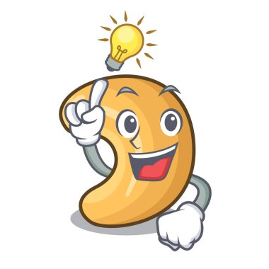 Bir fikir kaju fıstığı maskotu izole kavrulmuş