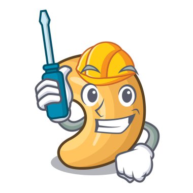 Maskot izole Otomotiv kavrulmuş kaju fıstığı