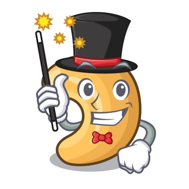 Sihirbaz kaju fıstığı maskotu izole kavrulmuş