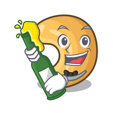 Bira ile kaşu fındık maskotu izole kavrulmuş