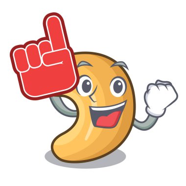 Kaju fıstığı maskotu izole köpük parmak kavrulmuş