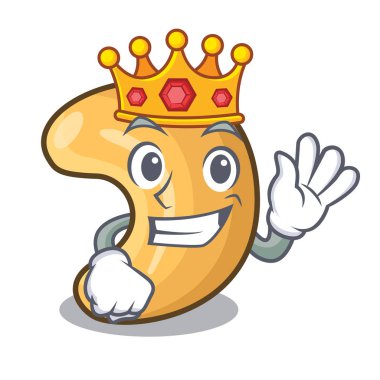 Kaju fıstığı maskotu izole kral kavrulmuş