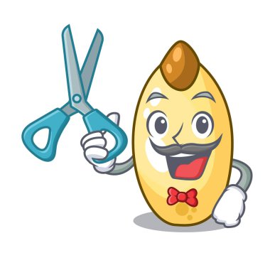 Kuaför sedir fındık üzerinde çizgi film ahşap masa