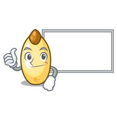 Başparmak yukarıya karikatür ahşap masa üzerinde kurulu sedir fıstıklı