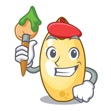 Sanatçı sedir fındık üzerinde çizgi film ahşap masa