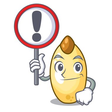 İşareti sedir fındık ile karikatür ahşap masa üzerinde