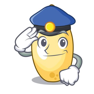 Polis sedir fındık üzerinde çizgi film ahşap masa