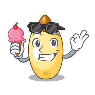 Dondurma karakter kahverengi sedir fındık meyve ile plaka vektör çizim