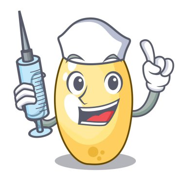 Hemşire karakter kahverengi sedir fındık meyve plaka üzerinde