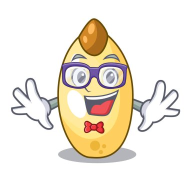 Geek karakter kahverengi sedir fındık meyve plaka üzerinde