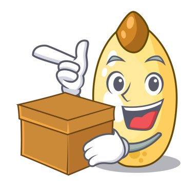 Kutusunun karakter kahverengi sedir fındık meyve ile plaka üzerinde