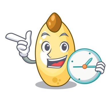 Saat karakter kahverengi sedir fındık meyve ile plaka üzerinde