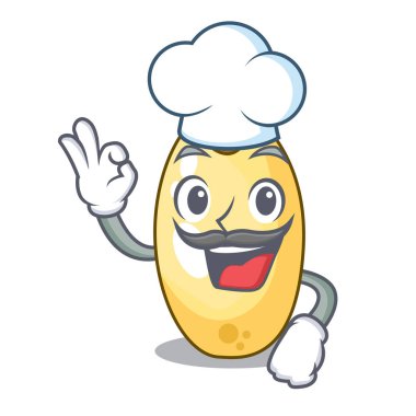 Şef karakter kahverengi sedir fındık meyve plaka üzerinde