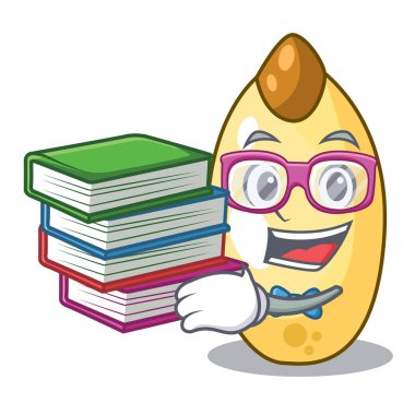 Öğrenci kitap sedir çam fıstığı maskotu izole ile