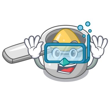 Dalış karakter kaşık yemek yemek için ölçme