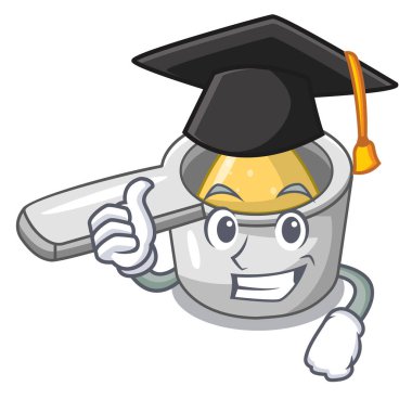 Mezuniyet karakter kaşık yemek yemek için ölçme