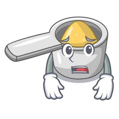 Korkarım metal kaşık maskotu izole ölçme