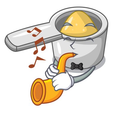 İle metal ölçme kaşık maskotu izole trompet