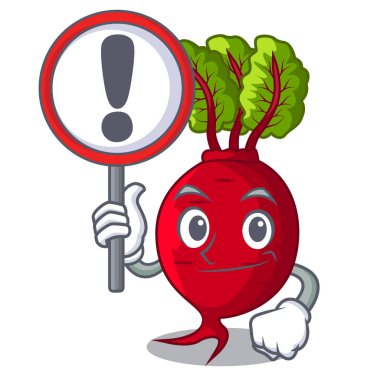 İşareti karikatür ile taze beetroots ahşap sandık içinde hasat