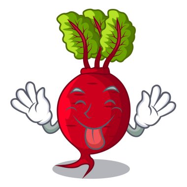 Yeşil yaprakları karikatür ile bütün beetroots dışarı dil