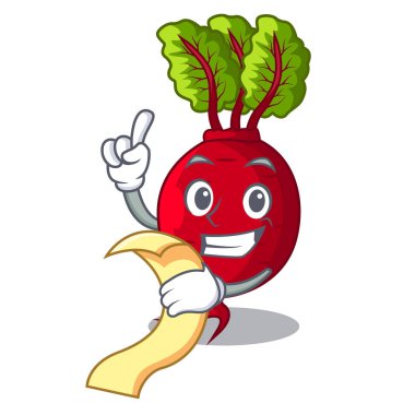 Menü ile pancar ile izole üzerinde maskot bırakır.