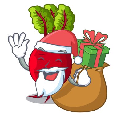 Noel Baba hediye bütün beetroots yeşil yaprakları karikatür ile ile
