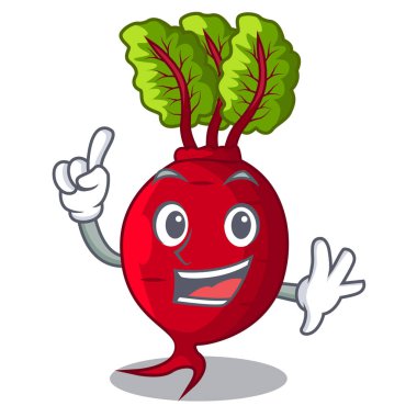 Parmak bütün beetroots yeşil yaprakları karikatür ile