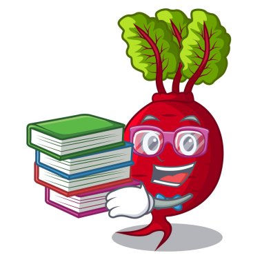Öğrenci kitap bütün beetroots yeşil yaprakları karikatür ile ile