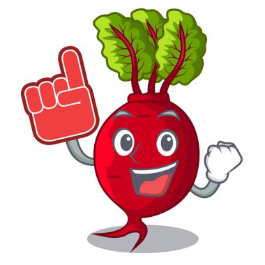 Köpük parmak bütün beetroots yeşil yaprakları karikatür ile