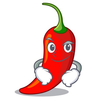 Smirking karakter kırmızı biber biber baharat gıda için