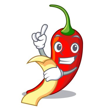 Menü sıcak biber ile karikatür masada