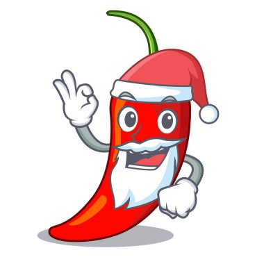 Noel Baba kırmızı biber maskotu izole